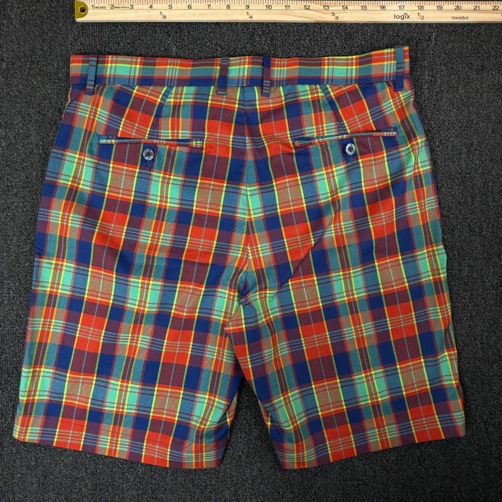 Jack Nicklaus Mens Plaid Golf Shorts Multicolor Performance Flat Front 36